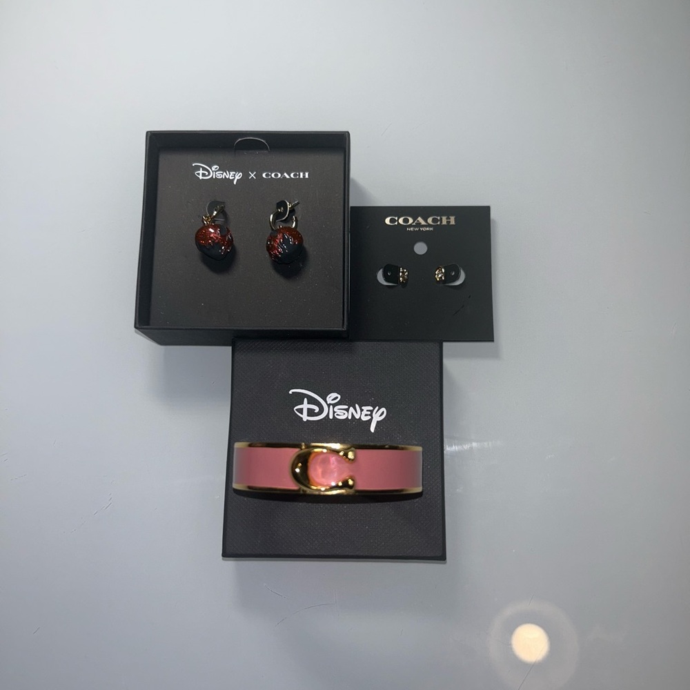 Coach Pink Enamel Cuff Bracelet with Gold-Tone 'C' Accent